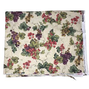 Cranston 2011 Fabric Grapes Red Purple Leaves Print 44 x 36 Inch Remnant